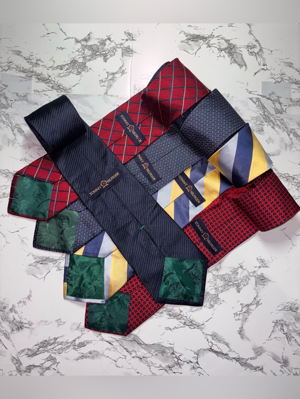 Lot of 5 Beautiful Vintage Tommy Hilfiger Silk Ties